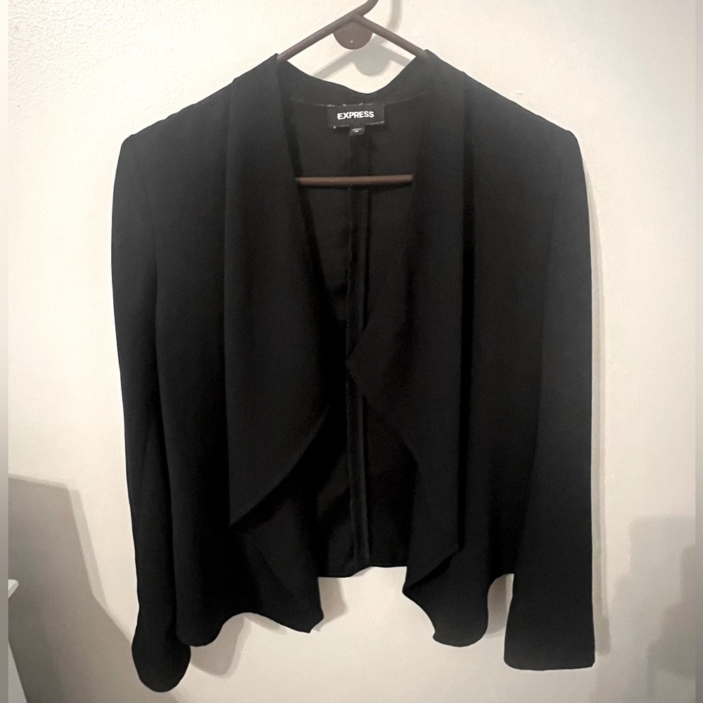 Express open front waterfall blazer